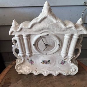 Old vintage porcelain mantle clock